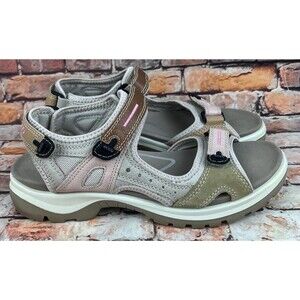 ECCO Womens Offroad Sandals Nubuck Beige Pink Sport Size 11 EU 42